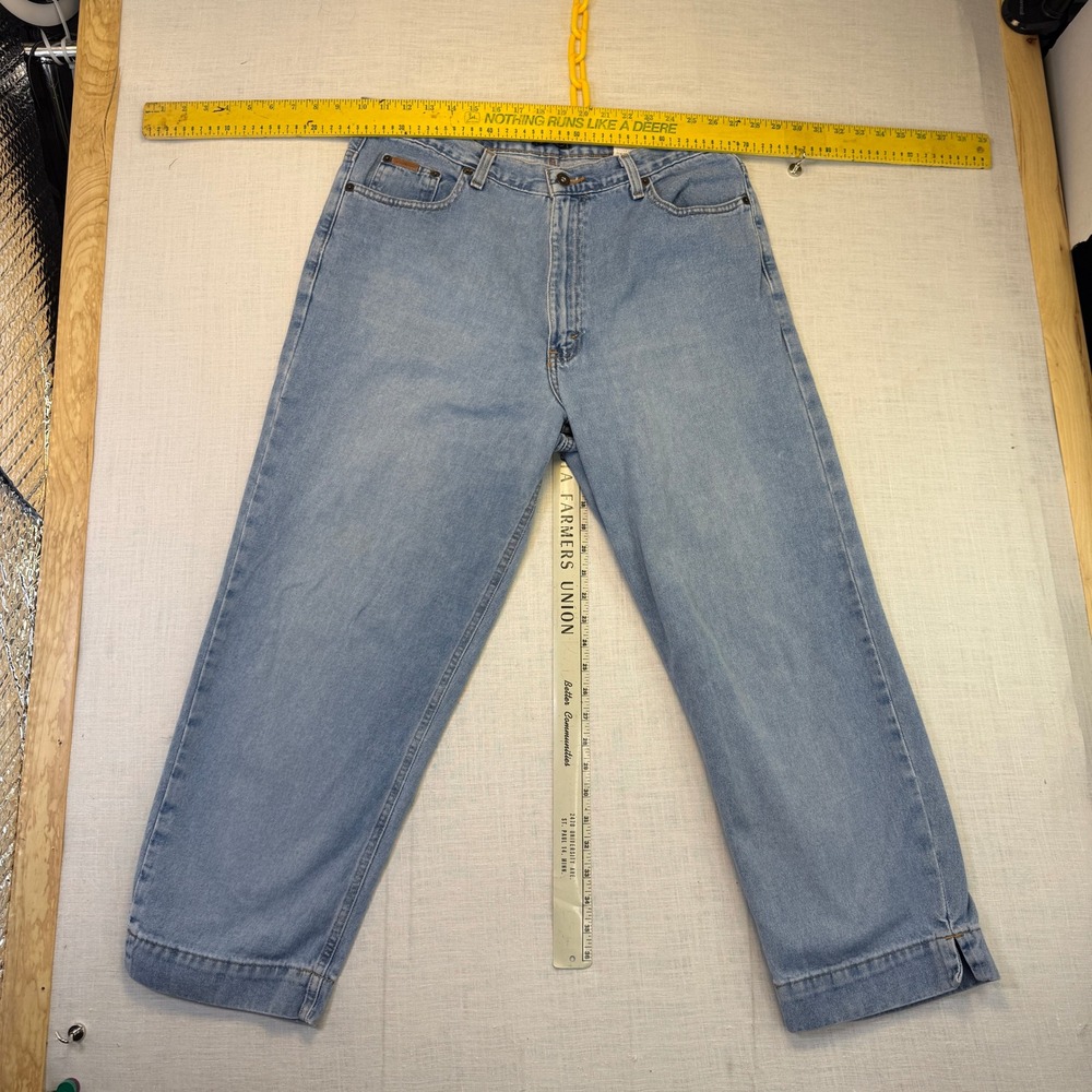 Vtg Eddie Bauer Capri Jeans Light Wash Blue Womens Size 14 Tall High Rise Denim